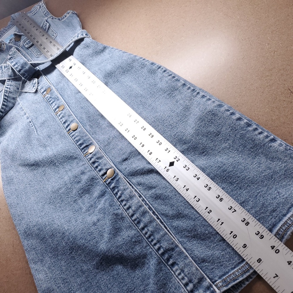 Draper James RSVP Sleeveless Denim Shirt Dress XS Blue Stretch Tie Belt Preppy - Picture 8 of 10